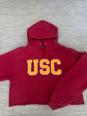 USC Maroon Cropped Hoodie Sweatshirt